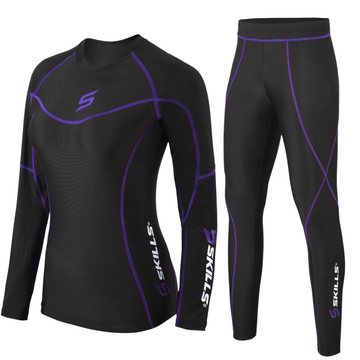 Womens Compression Base Layer Top and Tights Skin Fit Gym Yoga Running Set - Skills Outfit Pty Ltd
